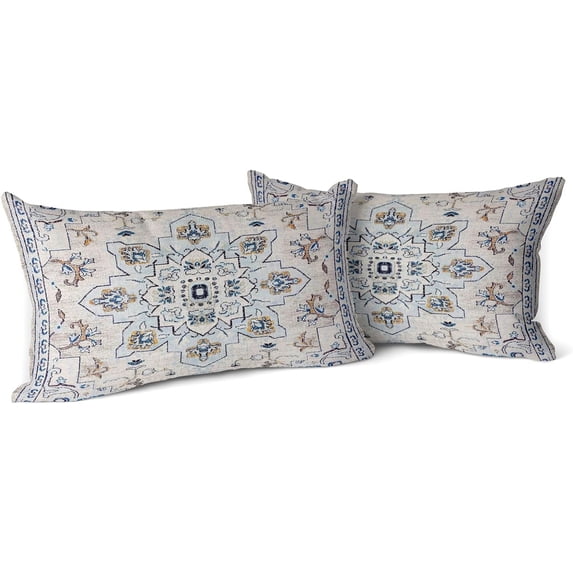 Boho Throw Pillow Covers 12x20 inch Set of 2 Monaco Rug Persian Carpet Double Sided Pattern Short Plush Cotton Soft Pillow Case Cushion Cover Pillowcase for Couch Sofa Bed Decorative (Grey)