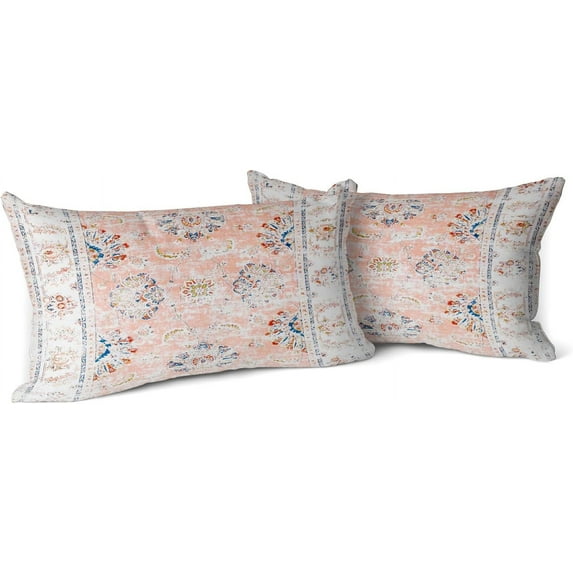 Boho Throw Pillow Covers 12x20 inch Set of 2 Monaco Rug Persian Carpet Double Sided Pattern Short Plush Cotton Soft Pillow Case Cushion Cover Pillowcase for Couch Sofa Bed Decorative (Pink)