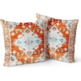 thumbnail image 1 of Boho Throw Pillow Covers 16x16 inch Set of 2, Orange Bohemian Carpet Double Sided Pattern Soft Plush Cushion Cover for Farmhouse Couch Sofa Bed Decorative, Only Pillowcase, 1 of 6