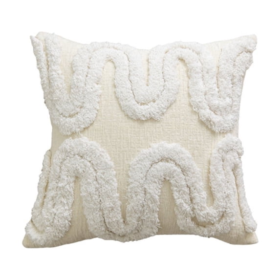 Boho Throw Pillow Covers 18 X 18 Inch Textured Neutral Decorative Throw Pillow Covers for Couch Sofa Bed Farmhouse Throw Pillow Covers for Living Room Bedroom 1 Pack