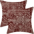 thumbnail image 1 of Boho Throw Pillow Covers 18x18 Inch Set of 2, Carpet Pattern Wine Red Decorative Throw Pillow Covers Christmas Burgandy Red Linen Outdoor Cushion Cover for Sofa Couch Farmhouse Room Bed Decor, 1 of 7