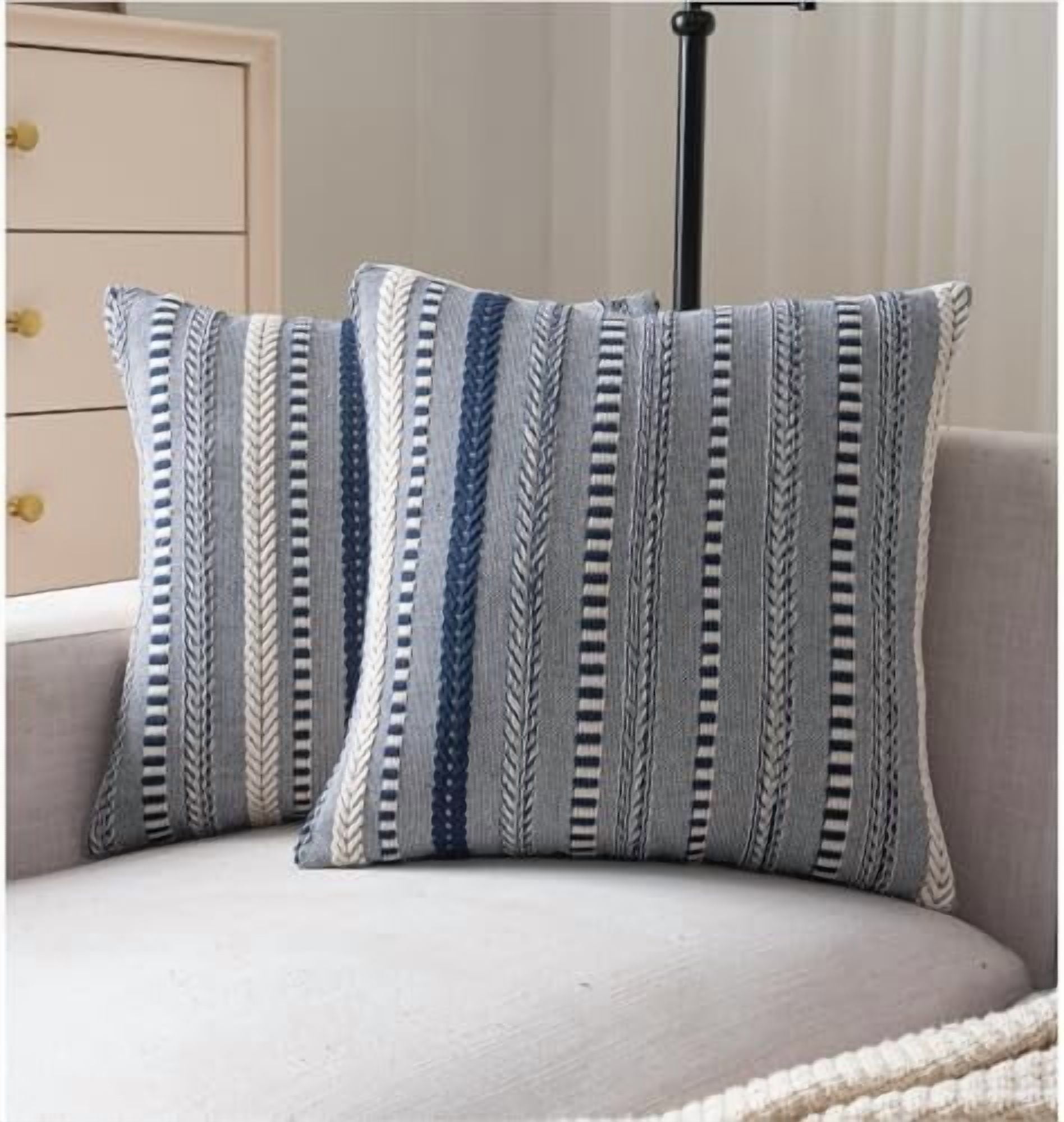 Boho Throw Pillow Covers 18x18 Inch Set of 2, Farmhouse Decorative ...