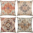 thumbnail image 1 of Boho Throw Pillow Covers 18x18 Set of 4, Monaco Rug Persian Carpet Decorative Pillows Covers for Couch, Sofa Pillows Case for Living Room, Bohemia Ethnic Style Sofa Cushion Case (18x18 inch), 1 of 6