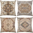 thumbnail image 1 of Boho Throw Pillow Covers 18x18 Set of 4, Monaco Rug Persian Carpet Decorative Pillows Covers for Couch, Sofa Pillows Case for Living Room, Bohemia Ethnic Style Sofa Cushion Case (18x18 inch), 1 of 6