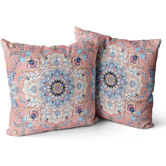 Boho Throw Pillow Covers 18x18 inch Set of 2 Burnt Pink Terracotta Rust Colored Throw Pillows Boho Home Decor for Bedroom Living Room Couch & Sofa (No Inserts)