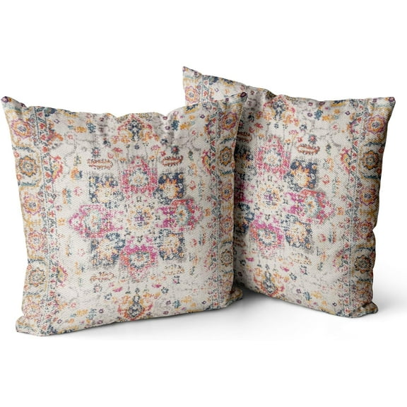 Boho Throw Pillow Covers 18x18 inch Set of 2 Burnt Yellow Terracotta Rust Colored Throw Pillows Double Sided Boho Home Soft Decor for Bedroom Living Room Couch & Sofa (No Inserts)