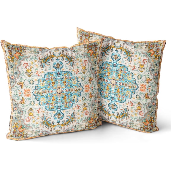 Boho Throw Pillow Covers 18x18 inch Set of 2 Monaco Rug Carpet Double Sided Pattern Cotton Soft Pillow Case Cushion Cover Pillowcase for Couch Sofa Bed Decorative (Brown)
