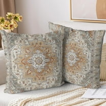 Boho Throw Pillow Covers 18x18 inch Set of 2,Soft Pillowcases Bohemia Carpet Pattern Decorative Sofa Living Room Bed Square Pillow Case Cushion Cover-Brown