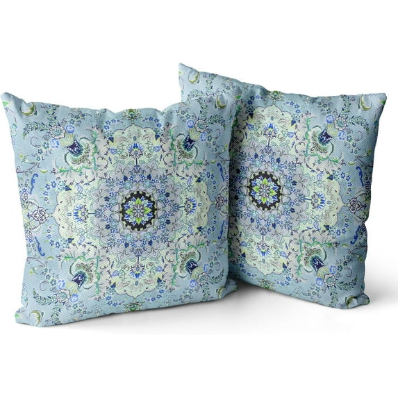 Boho Throw Pillow Covers 20x20 inch Set of 2 Burnt Blue Terracotta Rust Colored Throw Pillows Boho Home Decor for Bedroom Living Room Couch & Sofa (No Inserts)