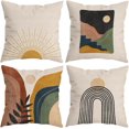 thumbnail image 1 of Boho Throw Pillow Covers,Boho Pillow Cover,Boho Pillow Covers 18x18,Boho Sun Sunset Sunrise Rainbow Mountain Throw Pillows Covers, Boho Throw Pillow Cover for Bed Couch Room Sofa Decor Set of 4, 1 of 3