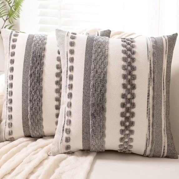 Boho Throw Pillow Covers Protector 18x18 Set of 2 Farmhouse Decorative Cushion Case Pillowcases(Pillow Covers Only No Inserts)