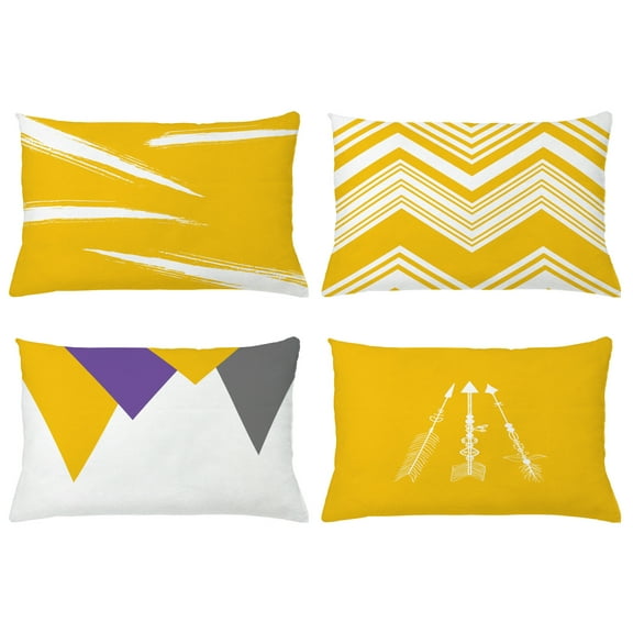 Ambesonne Throw Pillow Cover 4 Pack, , 12"x20", Earth Yellow and Violet
