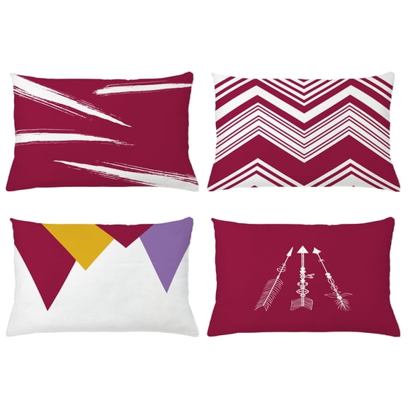 Ambesonne Throw Pillow Cover 4 Pack, , 12"x20", Raspberry White Lavender