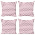 thumbnail image 1 of Boho Throw Pillow Cushion Case Pack of 4, Ikat Inspired Vertically Arranged Print Squares and Stripes, Modern Accent Double-Sided Print, 4 Sizes, Pink Grey, by Ambesonne, 1 of 2