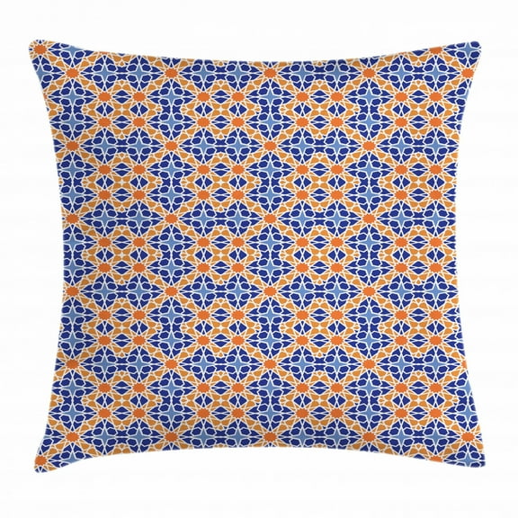 Boho Throw Pillow Cushion Cover, Arabic Moroccan Stars with Warm Colored Diagonal Stripes Ornate Asian Culture Pattern, Decorative Square Accent Pillow Case, 16 X 16 Inches, Multicolor, by Ambesonne