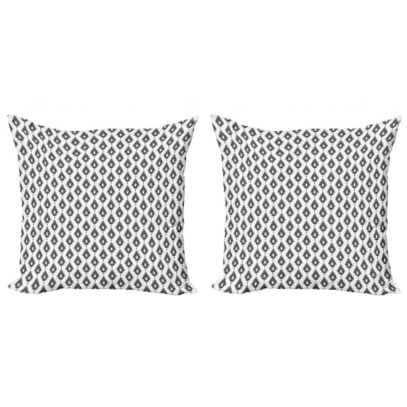 Ambesonne Boho Throw Pillow Cover 2 Pack, Drop Motif Influences, 24", Dark Taupe Grey White