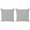 thumbnail image 1 of Boho Throw Pillow Cushion Cover Pack of 2, Vintage Nautical Themed Pattern with Peonies and Anchors Print, Zippered Double-Side Digital Print, 4 Sizes, Pale Slate Blue Ivory, by Ambesonne, 1 of 2