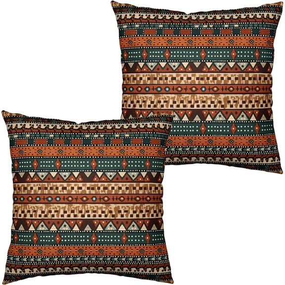 Boho Throw Pillows Covers 16x16 Ethnic Pattern Decorative Pillow Covers Modern Art Linen Pillow Case for Couch Bed Home Decor Outdoor Set of 2