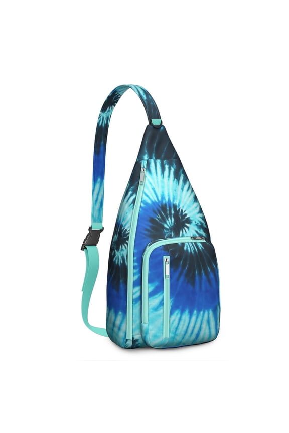 Boho Tie Dye Sling Bag - Rainbow Watercolor Print Crossbody Backpack for Women & Men, Lightweight Shoulder Bag (Psychedelic Swirl Design, Water-Resistant & Durable)