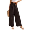 thumbnail image 1 of Boho Tiered Palazzo Pants for Women, High Rise Belted Wide Leg Trousers, Casual Spliced Loose Slacks, Summer Flowy Bottoms, 1 of 8