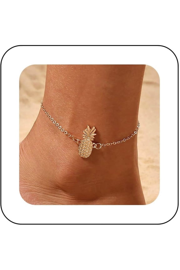 Boho Tiny Pineapple Anklet Leaf Pineapple Anklet Gold Pineapple Anklet Bracelet Pineapple Fruit Anklet Beach Pineapple Anklet Foot Chain Jewelry for Women