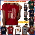 thumbnail image 1 of Boho Top,Ladies Classic US National Flag Anniversary Printed Shirt, Short Sleeve Round Neck Casual Tee, Soft Flowy Summer Top, Community Events, Patriotic Milestone Celebration Present, 1 of 9