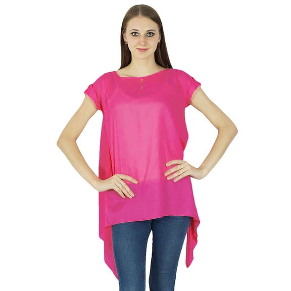 Boho Top Sundress Short Sleeve Solid Summer Beach Women Wear Casual Tunic