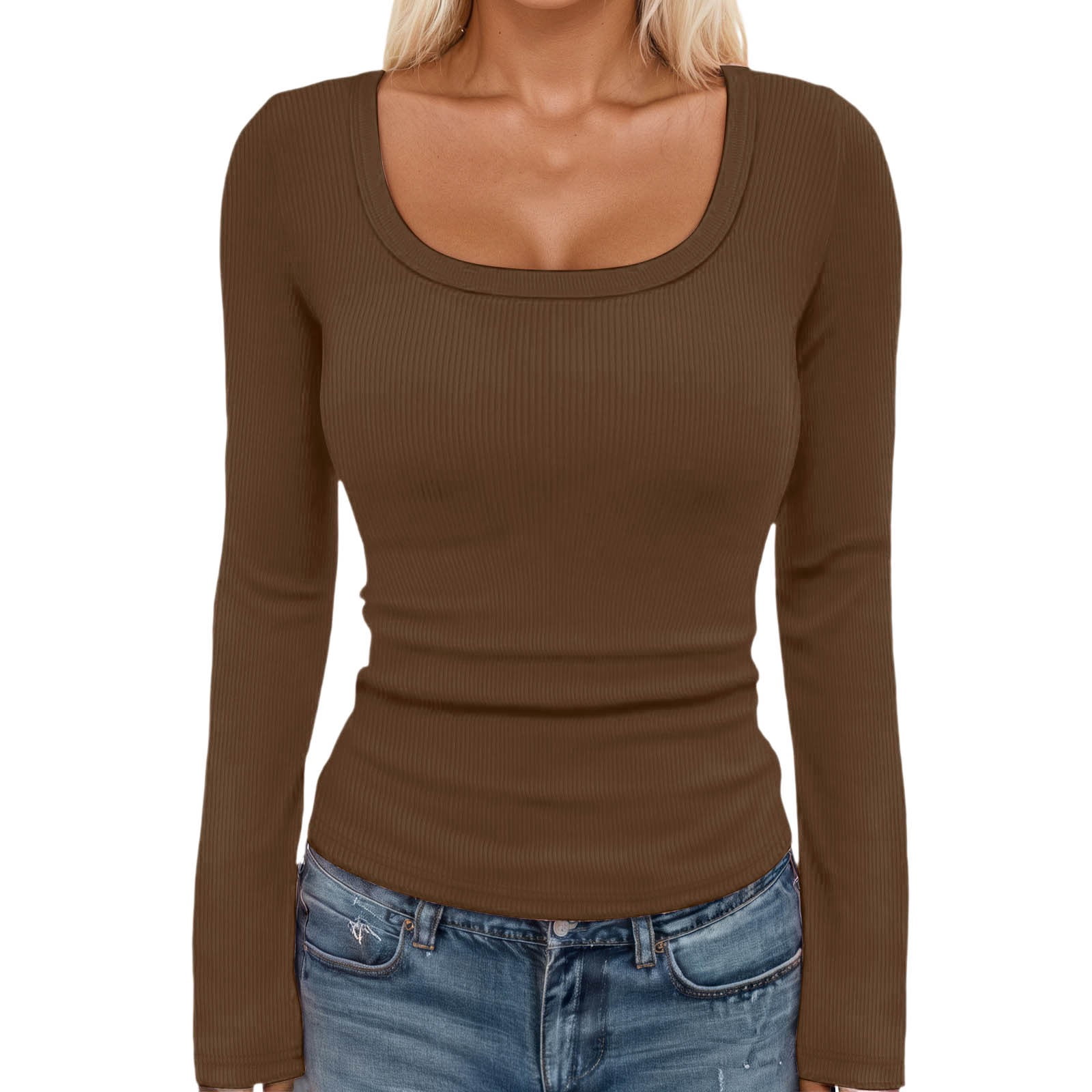 Women's Ribbed V-Neck T-Shirt - Slim Fit Short Sleeve Top, Stretchy Knit, Casual Basic