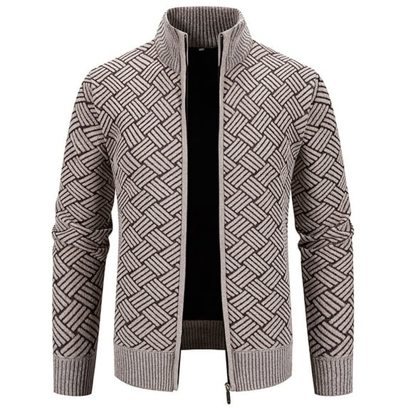 Boho Tops for Men Fall Men's Full Zip Cardigan Sweaters Casual Stand Collar Cardigan Slim Fitting Knitted Sweater Jacket Mens Fall Fashion Tops S-6 Gray 3XL