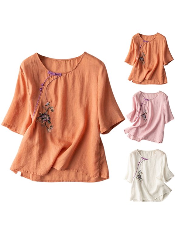 Boho Tops for Women Plus Size Cotton Linen Relaxed Fit Bohemian Casual Blouses Stretch Blouses Fall Trendy Tee Shirts 2026 Vacation Fashion Clothes, White,XL