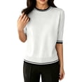 thumbnail image 1 of Boho Tops for Women Elegant Color Round Neck Short Sleeve Womens Activities Shirt,White,2XL, 1 of 4
