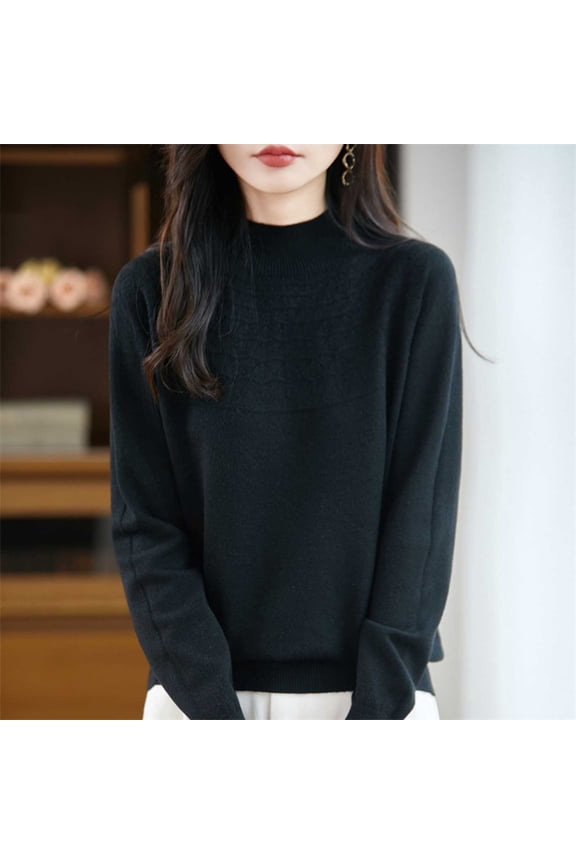 Boho Tops for Women Fall Knit Sweater Mock Neck Lightweight Long Sleeve Layering Undershirts