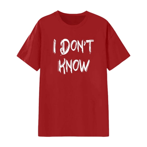 Boho Tops for Women Graphic Print Short Sleeve Crew Neck Soft Basic School Girl Outfit,Red,L