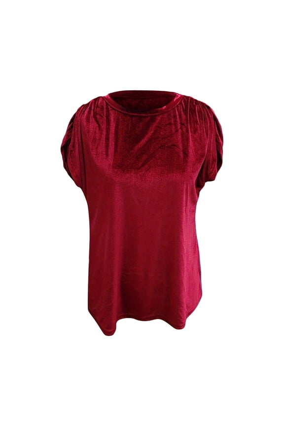 Boho Tops for Women Korean Velvet Fashion Soft Long Sleeve Compression Shirt Womens,Red,2XL