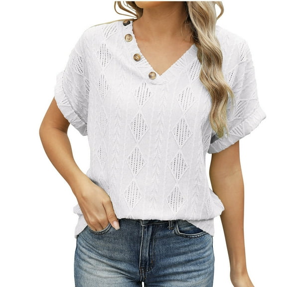 Boho Tops for Women Plus Size Tops Cotton Fitted Tshirts Shirts Multipack Short Sleeve Blouses Dressy Casual Petite