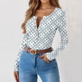 thumbnail image 1 of Boho Tops for Women Stretch Long Sleeve Ribbed Shirts Henley Neck Floral Print Fall Tunic Blouses Tshirts, 1 of 6