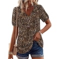 thumbnail image 1 of Boho Tops for Women Summer V-Neck Tie Front Peasant Blouses Casual Puff Sleeve Loose-Fit Flowy Shirts Beach Vacation, 1 of 4