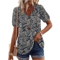 thumbnail image 1 of Boho Tops for Women Summer V-Neck Tie Front Peasant Blouses Casual Puff Sleeve Loose-Fit Flowy Shirts Beach Vacation, 1 of 4