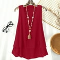 thumbnail image 1 of Boho Tops for Women U Neck Camisole Layered Linen T Shirt Solid Color Spring Summer Casual Comfy Beach Holiday Sleeveless Tank Tops, 1 of 8