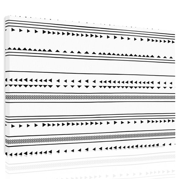 Boho Triangle Canvas Print Wall Art, Stripes Geometric Black Wall Decor Modern Artwork Paintings Pictures for Living Room Framed and Stretched Ready to Hang, 16" x 20"