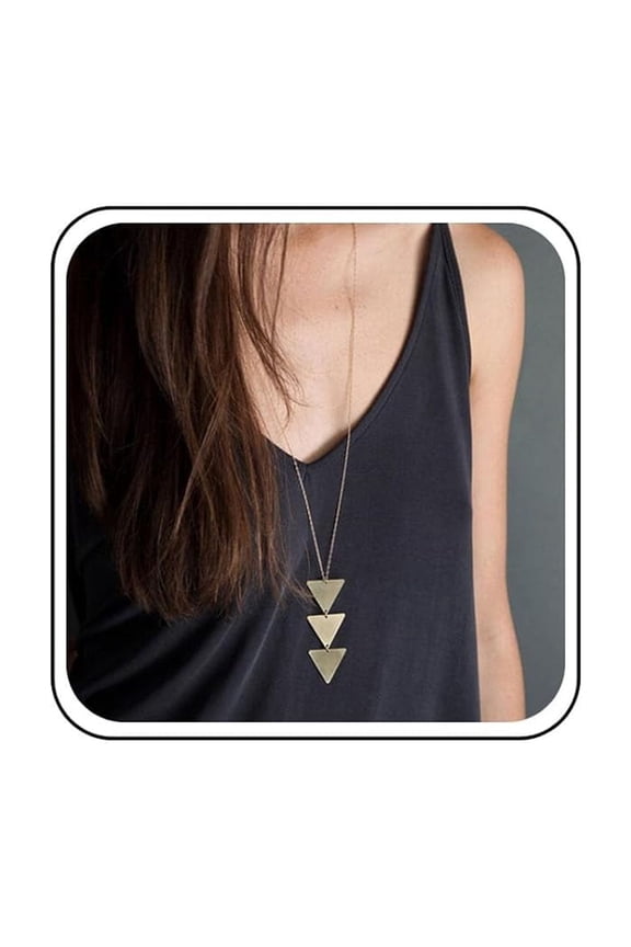 Boho Triangle Long Necklace Chain Large Triangle Pendant Necklace Gold Geometric Y Necklaces Long Geometric Necklaces Jewelry for Women