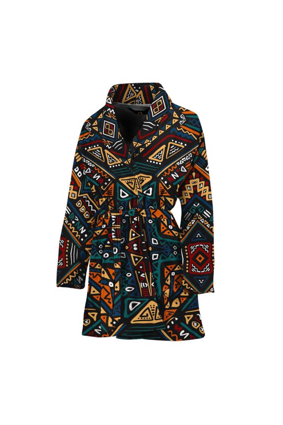 Boho Tribal Aztec Pattern Women Bathrobe One Size Univeral Fits Fashion Lightweight Plush Fleece Long Robe For Women