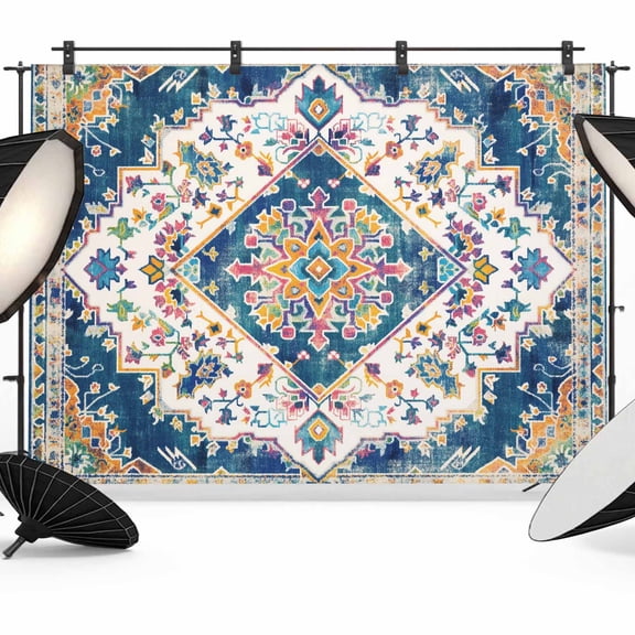 Boho Tribal Backdrop for Photography, Retro Style Flowers Photo Backdrop Portrait Background Party Banner Photo Backgrounds for Studio Booth Props, 7x5ft