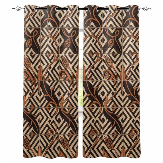 Boho Tribal Blackout Curtains for Bedroom, Abstract Floral Geometric ...