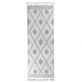 thumbnail image 1 of Boho Tribal Geometric Shag Indoor Tassel Runner Rug, Grey/Cream, 2' 7" x 8', 1 of 6
