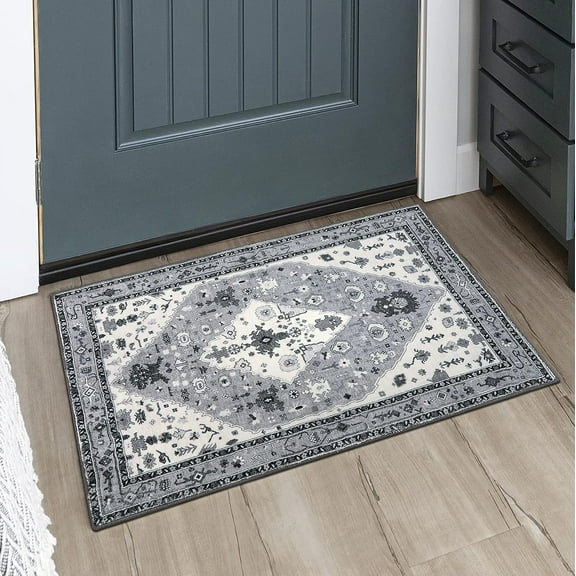Boho Tribal Gray Door Mat Mats for Entryway Kitchen Mats and Mats Non Skid Washable Throw Small Mats for Bedroom Indoor Doormat for Foyer Bathroom Laundry Entrance 16x24 Inch