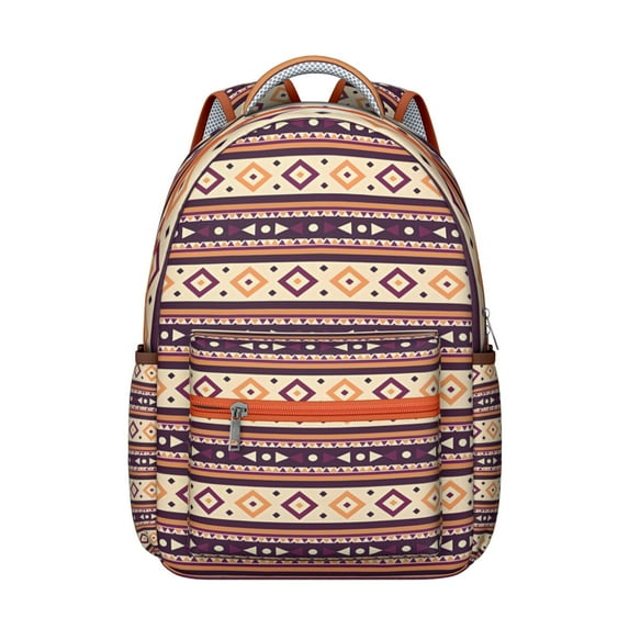 Boho Tribal Laptop Backpack - 17" Heavy Duty Oxford Fabric, Water-Resistant College Backpack for Women, Large Capacity Daypack for School, Library & Travel