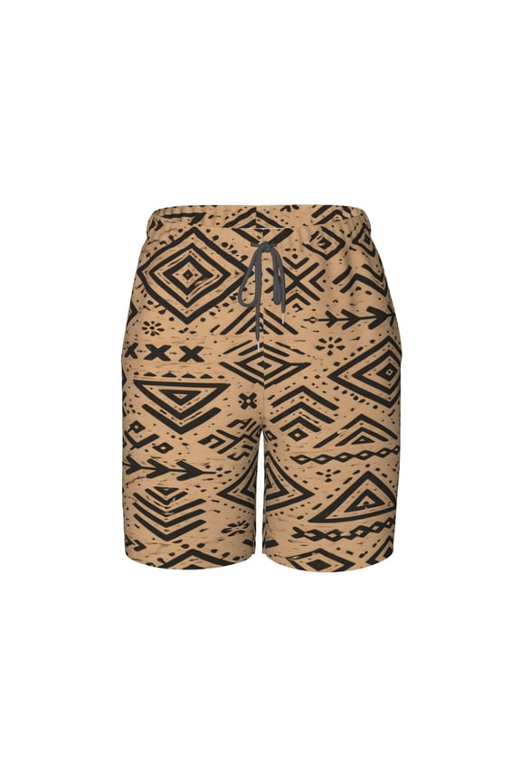 Boho Tribal Pattern Beach Pants Lightweight Teen Shorts with Mesh Lining and Drawstring