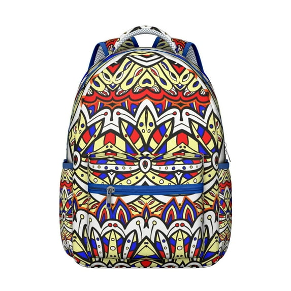 Boho Tribal Print Backpack for College - 17 Inch Laptop Compartment, Durable Oxford Fabric, Large Capacity Bookbag for Dorm & Commuting