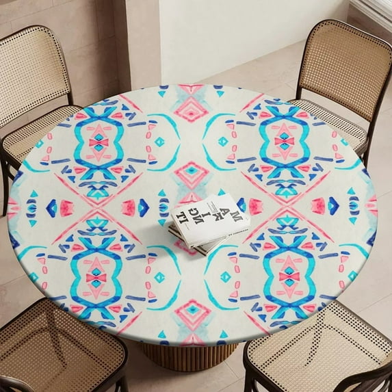 Boho Tribal Print Pattern Round Table Cover Kitchen Printed Waterproof ...